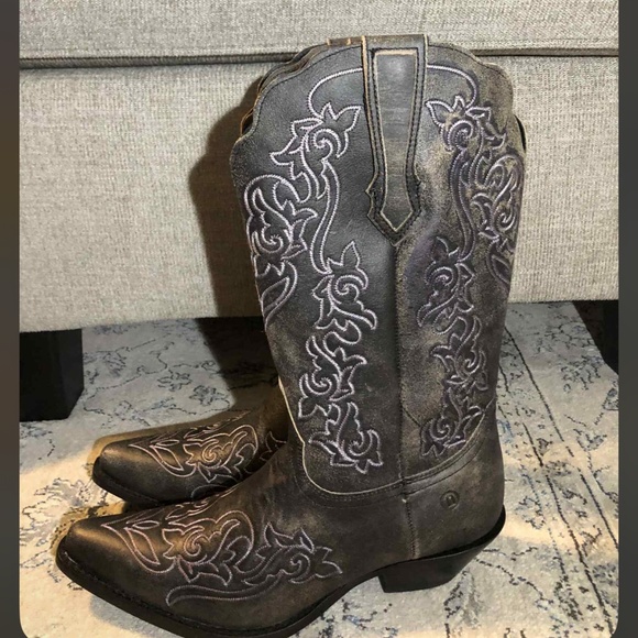 Dingo Flirty N' Fun Embroidered Cowboy Boots Mid Calf Mid Heel - Picture 5 of 10